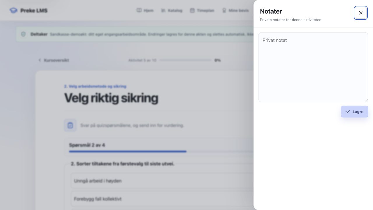 Notater åpnet som sidepanel