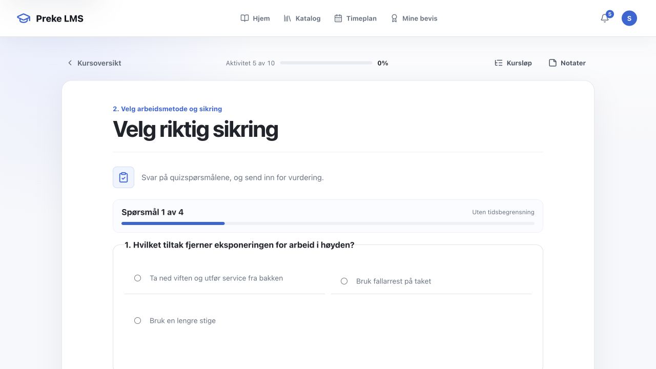 Quiz med ett spørsmål om gangen